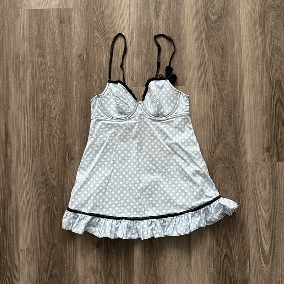 La SENZA Other - Y2K La SENZA Light Blue Polka Dot Babydoll Lingerie Top